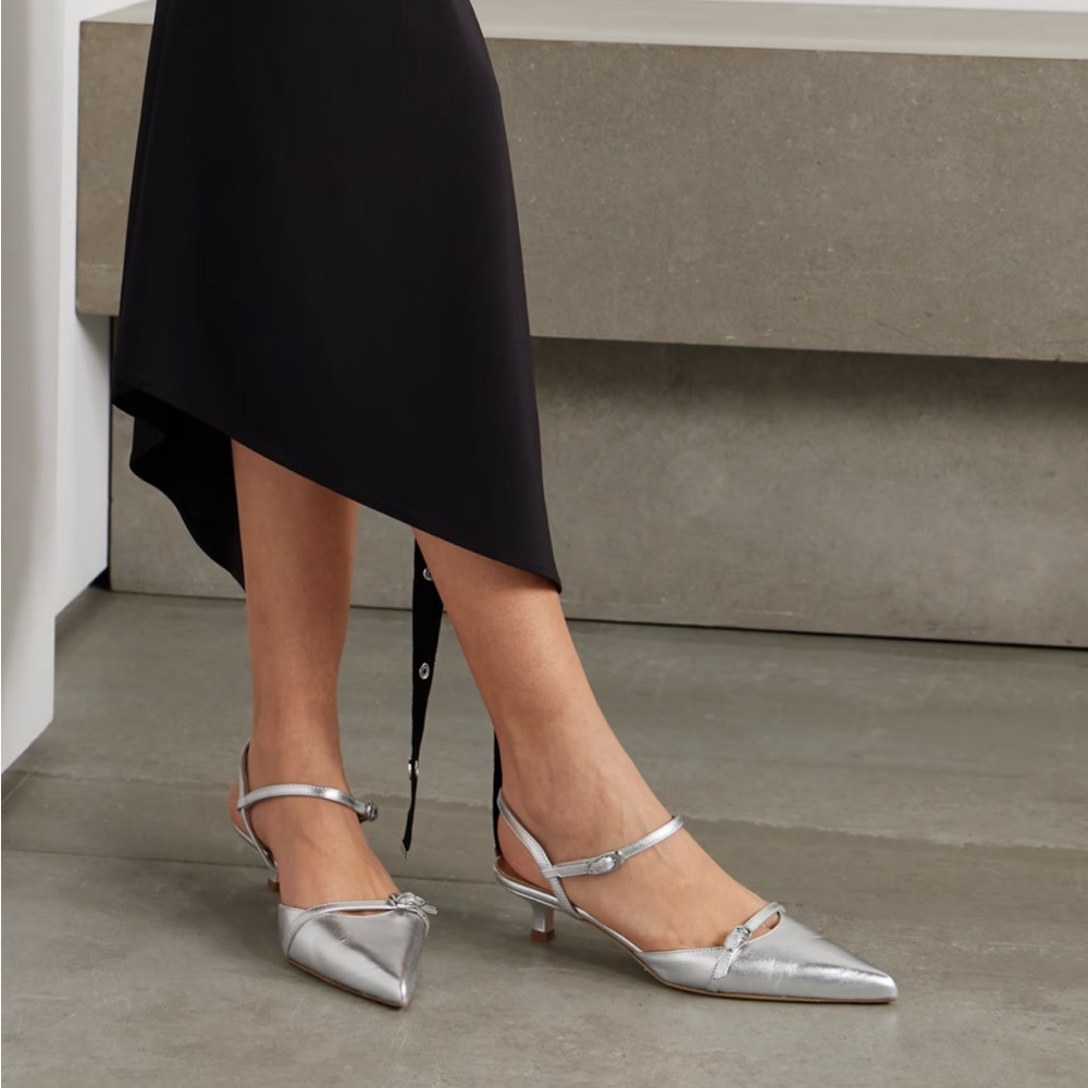 Aeyde Melia silver kitten heel sling back  size 41